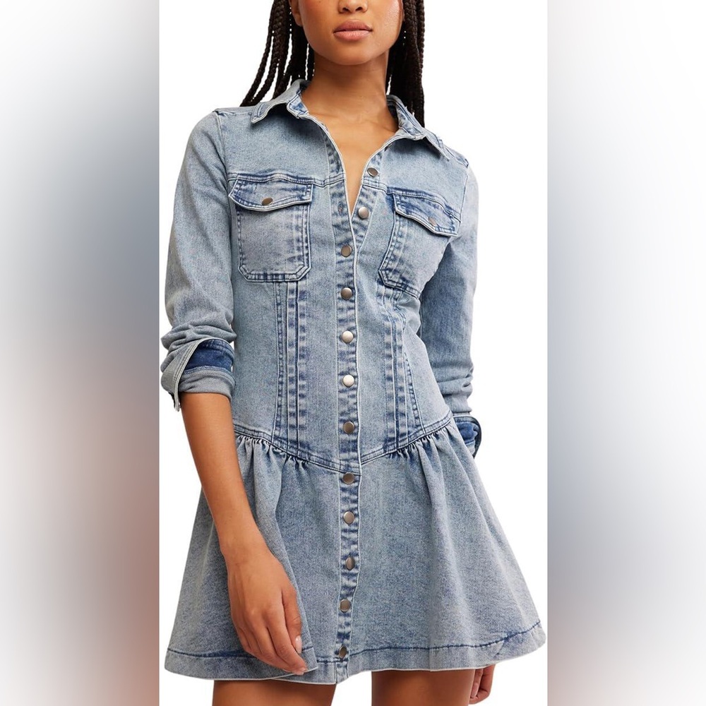 Free People Roadhouse Mini Denim Dress. Size S Women 
#297